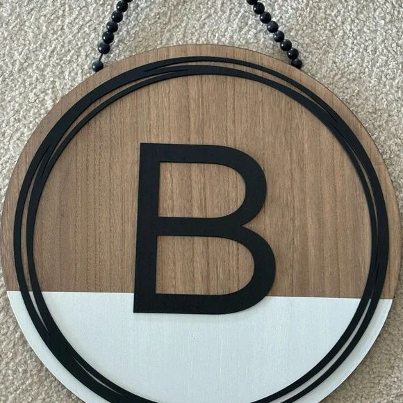 Black and Brown Monogram Round Door Decor - Picture 2 of 6